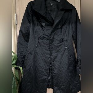 Black Quilted Bebe Coat Double Breasted Style (NO BELT) Size S